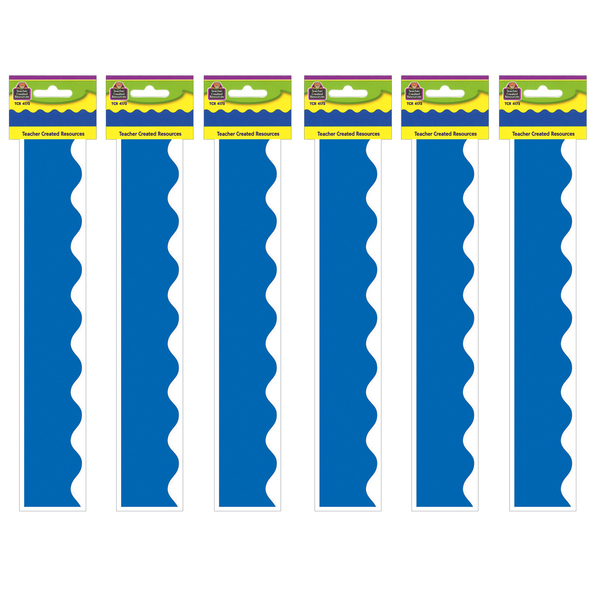 Teacher Created Resources Blue Scalloped Border Trim, 35 Feet/Pack, PK6 TCR4173